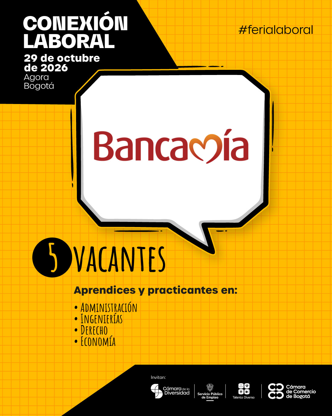 Bancamía: 5 vacantes para aprendices y practicantes.