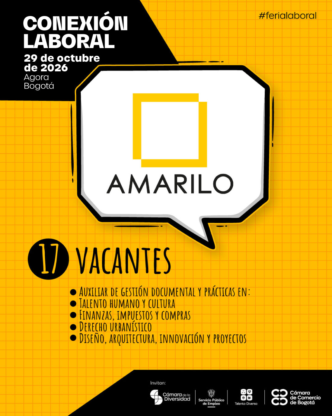 Amarilo: 17 vacantes en diferentes áreas profesionales.